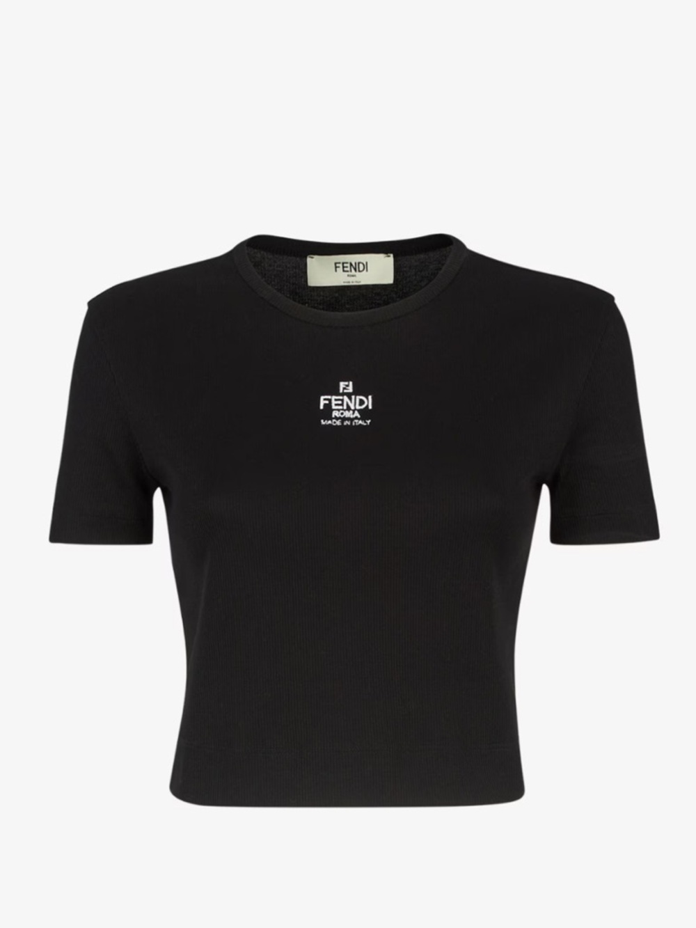 Fendi Black Ribbed Logo Short Sleeve Tee - Picture 5 of 5